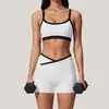 Conjunto de dos piezas de tank top y shorts ajustados sexy para fitness, yoga, running al aire libre y deportes, europeo y americano transfronterizo