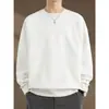 Sudadera casual de calle de estilo japonés y americano de moda, color liso, cuello redondo, manga larga, corte holgado, unisex, top versátil con un estilo moderno