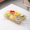 Prato de frutas de vidro Sala de estar Mesa de centro Doméstico Novo estilo Lanches de refresco Lanches de frutas secas Prato de lanche KTV Prato de frutas dividido