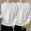 Sudadera casual para hombre, nuevo modelo de otoño, negro, blanco, gris, corte holgado, cuello redondo, sin capucha, manga larga, top deportivo, chaqueta versátil