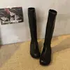 Botas de Moda Retro Gruesas Estilo Europeo Americano Adelgazantes para Mujer 2026 Otoño Invierno Nuevas Botas Largas Ocultas para Aumentar la Altura Adelgazantes