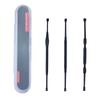 Suministro inmediato acero inoxidable doble cabeza espiral set de cucharas para oídos negras set de 3 piezas cuchara para oídos herramienta para limpiar oídos