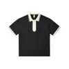 Camisa Polo Casual de Punto Plano Jacquard Color-Block Cuello Suelto Moderna de Manga Corta Estilo Unisex Versátil