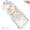 Láser Lentejuela Redonda 1+2+3mm Mixto 12 Colores Set de Lentejuelas para Arte de Uñas Joyería para Arte de Uñas Taladro Pasta para Uñas