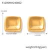 Pendientes Vintage de la Edad Media Cuadrados Cóncavos Geométricos Dorado Brillante Acero Titanio Chapado en Oro 18k Pendientes Simples de Nicho