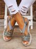 Sandalias de cuña nuevas de talla grande transfronterizas para mujer con hebilla de anillo Sandalias TEUM Explosión deseo