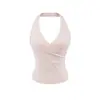 Chaleco deportivo para mujer con almohadillas en el pecho, ropa interior para entrenamiento de running a prueba de impactos de verano 2026, top de cuello halter con hermoso diseño en la espalda, moderno