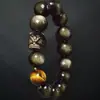 Pulsera de Obsidiana Plateada Natural Poder del Dragón y Fuerza del Tigre para Hombres, Pulsera de Lujo Despertar del León Tendencia Nacional para Hombres y Mujeres, Regalo 520 para Parejas