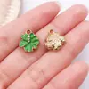 Accesorios para Joyería DIY Serie Verde Goteo de Aceite Aleación Flor Pequeña Pendientes Estilo Ins Pulsera Llavero Colgante