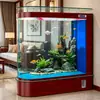 Acuario ecológico de vidrio ultra transparente con forma de bala para sala de estar, pecera de pantalla estilo mediano a grande, de pie