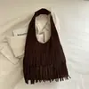 Bolsa de Franjas Estilo Coreano 2025 Nova Moda Grande Capacidade Bolsa Tote Retrô Casual para o Dia a Dia Bolsa de Braço de Alta Qualidade