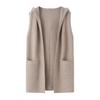 Chaleco abierto con capucha informal de punto de cachemir para mujer, ropa de abrigo holgada de longitud media, de moda, para otoño e invierno, venta al por mayor