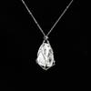 Colgante de cristal de malla metálica de seda enrollada, estilo europeo y americano, rosa, blanco, transfronterizo, exclusivo, venta al por mayor, accesorios de collar de piedra irregular