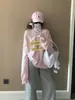 Sudadera Fina con Estampado de Letras, Cuello Asimétrico, Hombros Descubiertos, Diseño Creativo para Mujer 2025 Nuevo Top de Moda Tendencia