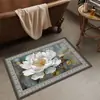 Alfombra de Baño Floral 3D de Lujo Ligero con Toque de Alta Gama, Felpudo Decorativo para el Hogar Antideslizante, Alfombrilla Absorbente para Pies de Baño