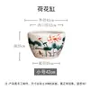 Aquário de Cerâmica Jingdezhen Pintado com Peixe Lótus, Grande Tanque de Lótus, Tanque de Água de Cerâmica, Decoração de Jardim e Casa