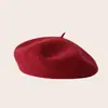 Boina de color liso bordada transfronteriza, gorro tejido, sombrero popular de lana azul marino, sombrero artístico retro moderno versátil de artista