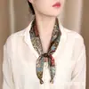 Adorno Elegante para Pescoço com Lenço de Seda com Contas, Camisa, Terno, Lenço Pequeno Versátil Casual, Fita Puxável Ajustável para Mulheres