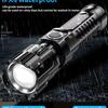 Linterna portátil recargable de largo alcance ABS de luz fuerte con enfoque, mini LED multifunción con zoom para exteriores, superventas transfronterizo