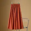 Saia Casual Lisa de Cintura Alta com Cordão, Estilo Minimalista Relaxado, Solta e Respirável, Cobre o Quadril