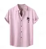 Camisa Masculina Europeia e Americana Transfronteiriça Nova de Verão com Estampa Digital 3D Havaiana Casual de Manga Curta com Lapela Roupa Masculina