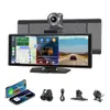 Pantalla de Navegación Carplay para Coche Montada en el Parabrisas de 10.26 pulgadas con Duplicación de Pantalla, Cámara Doble Frontal y Trasera 4K, Pantalla Inteligente, Inalámbrica