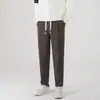 Pantalones casuales para hombre para el trayecto de verano, pantalones rectos holgados, pantalones versátiles de moda estilo Hong Kong, fluidos, corte ceñido