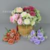11 cabeças de flores de rosa corola para sala de estar, decoração suave para shopping, projeto de enfeites de casamento, conjunto de flores falsas