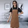 Delantal Impermeable de Lona para Comercio Exterior Transfronterizo con Etiqueta para Supermercado, Cocina, Uso Doméstico, Resistente a Manchas, Resistente al Desgaste, Ropa de Trabajo, Delantal de Longitud Extendida al por Mayor