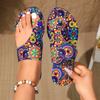 Sandalias Étnicas de Gran Tamaño Transfronterizas para Mujer Verano 2024 Nuevas Planas Estampadas de Deslizamiento Estilo Romano