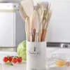 Espátula transfronteriza con mango de madera, espátula de silicona, antiadherente, resistente a altas temperaturas, juego de 12 piezas, cucharón de sopa para el hogar, juego de utensilios de cocina