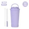 2026 Novo Modelo Copo com Canudo 500ml Aço Inoxidável 316 Dupla Utilização Chá de Bolhas com Tampa de Pressão Copo com Canudo Dupla Camada a Vácuo