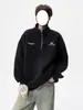 Marca de moda americana popular Sudadera con media cremallera para hombre Otoño e Invierno Terciopelo Moda Manga Larga con Capucha