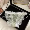 Lujo Ligero Deseo Puro Sexy Encaje Panties de Pierna Alta para Mujer Huecos Malla Transpirable Moño Algodón Puro Triángulo en la Entrepierna