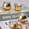 Suministros para Comercio Electrónico Taza de Vela Gypsophila Rota con Manchas Doradas Taza Esférica Galvanizada Resistente a la Corrosión Taza China Portavelas de Vidrio