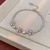 Pulsera de Zirconia Rosa Geométrica Redonda Deslizante Retro Ins Nicho Elegante Pulsera de Lujo Ligero Pulsera de Gama Alta
