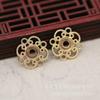 Yiwu Cobre Chapado en Oro Conservación del Color DIY Pieza de Flor Hueca Horquilla Colgante con Borla Adorno para la Cabeza Accesorios Hechos a Mano B1849