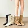 Botines de mujer 2026 nuevo otoño hebilla versátil punta fina tacón de cuña que aumenta la altura fruncidos botines cortos para personas menudas