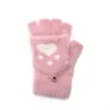 Guantes de punto de lana sintética de visón para invierno, medio dedo abatible, lindos guantes de garra de gato, forro polar, gruesos, a prueba de frío, cálidos