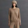 Cárdigan minimalista de cachemira, nuevo estilo otoño e invierno, cuello redondo, color liso, top versátil, corte holgado, chaqueta suéter de punto adelgazante