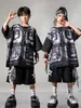 Ropa de Moda Hip-Hop para Niños Traje Negro de Manga Corta con Chaleco Falso para Niños Ropa Genial de Percusión para Actuación de Niñas
