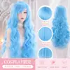 Peruca Nova da Amazon: Peruca Cosplay Colorida de Cabelo Longo Cacheado Onda d'Água para Halloween Europeu e Americano