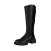 Botas de Cuero Genuino ~ Suela Gruesa para Mujer pierna gruesa pierna ancha caña grande pero rodilla botas ajustadas Botas de Caballero talla extra 41 a 43