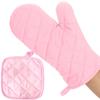 Luvas de isolamento térmico xadrez rosa, luvas de almofada para mão esquerda e direita, luvas universais de forno, tapete de proteção de mesa anti-escaldante