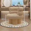 Silla de Pastel Color Crema Estilo Francés, Silla Sofá Individual de Lana de Cordero de Moda para Balcón Sala de Estar, Silla Moderna Minimalista de Madera Maciza