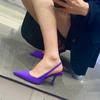 Sandálias de Salto Alto Novas de Verão 2023 Salto Agulha Bico Fino Casual Versão Coreana Mais Fácil de Combinar Celebridade da Internet Baotou Trabalho Sapatos Femininos