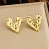 Estilo europeo y americano,, forma de corazón, acero inoxidable, chapado en oro, aretes, broqueles, para mujer, exquisitos, forma de corazón irregular, joyería para orejas