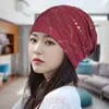 Sombrero de Mujer Baotou Sombrero de Primavera y Otoño Delgado Sombrero Turbante de Encaje de Moda Gorro de Aire Acondicionado de Felpa Pullover Transpirable Gorro de Noche de Postparto Invierno