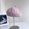 Boina de Lã Fashion com Flor de Strass Feita à Mão para Mulheres Inverno Versátil Casual Chapéu de Artista Elegante Tendência Chapéu de Aeromoça