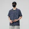 Camiseta Masculina de Manga Curta Nova Tendência de Verão com Design Rachado, Solta, Fresca, Confortável, Estilo Hong Kong, Moda Versátil